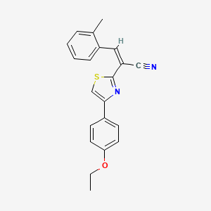 molecular formula C21H18N2OS B2462139 (Z)-2-(4-(4-ethoxyphenyl)thiazol-2-yl)-3-(o-tolyl)acrylonitrile CAS No. 476668-60-7