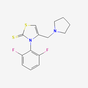 molecular formula C14H14F2N2S2 B2462140 3-(2,6-Difluorophenyl)-4-(pyrrolidin-1-ylmethyl)-1,3-thiazole-2-thione CAS No. 866153-90-4