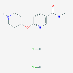 molecular formula C13H21Cl2N3O2 B2462141 N,N-dimethyl-6-(piperidin-4-yloxy)pyridine-3-carboxamide dihydrochloride CAS No. 1955539-91-9