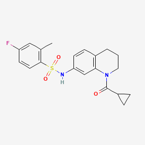 molecular formula C20H21FN2O3S B2462142 N-(1-cyclopropanecarbonyl-1,2,3,4-tetrahydroquinolin-7-yl)-4-fluoro-2-methylbenzene-1-sulfonamide CAS No. 898424-00-5