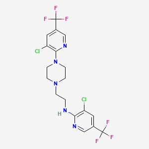 molecular formula C18H17Cl2F6N5 B2462143 3-chloro-N-(2-{4-[3-chloro-5-(trifluoromethyl)-2-pyridinyl]piperazino}ethyl)-5-(trifluoromethyl)-2-pyridinamine CAS No. 338792-94-2