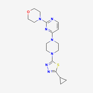 molecular formula C17H23N7OS B2462145 4-[4-[4-(5-Cyclopropyl-1,3,4-thiadiazol-2-yl)piperazin-1-yl]pyrimidin-2-yl]morpholine CAS No. 2415509-10-1