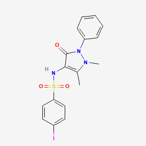 molecular formula C17H16IN3O3S B2462151 N-(1,5-dimethyl-3-oxo-2-phenylpyrazol-4-yl)-4-iodobenzenesulfonamide CAS No. 723743-60-0