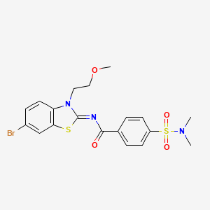 molecular formula C19H20BrN3O4S2 B2462237 N-[(2Z)-6-bromo-3-(2-methoxyethyl)-2,3-dihydro-1,3-benzothiazol-2-ylidene]-4-(dimethylsulfamoyl)benzamide CAS No. 864975-94-0