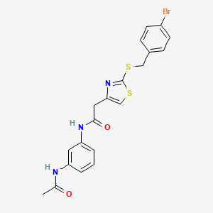 molecular formula C20H18BrN3O2S2 B2462314 N-(3-acetamidophenyl)-2-(2-((4-bromobenzyl)thio)thiazol-4-yl)acetamide CAS No. 954071-83-1