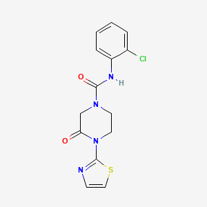 molecular formula C14H13ClN4O2S B2462325 N-(2-chlorophenyl)-3-oxo-4-(1,3-thiazol-2-yl)piperazine-1-carboxamide CAS No. 2320505-42-6