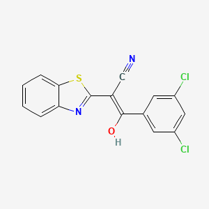 molecular formula C16H8Cl2N2OS B2462354 3-(3,5-dichlorophenyl)-2-[(2E)-2,3-dihydro-1,3-benzothiazol-2-ylidene]-3-oxopropanenitrile CAS No. 476278-29-2