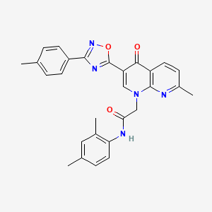 molecular formula C28H25N5O3 B2462364 N-(2,4-dimethylphenyl)-2-{7-methyl-3-[3-(4-methylphenyl)-1,2,4-oxadiazol-5-yl]-4-oxo-1,4-dihydro-1,8-naphthyridin-1-yl}acetamide CAS No. 1030133-62-0