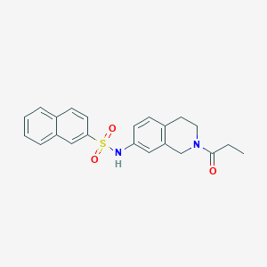 molecular formula C22H22N2O3S B2462382 N-(2-propanoyl-1,2,3,4-tetrahydroisoquinolin-7-yl)naphthalene-2-sulfonamide CAS No. 955674-83-6
