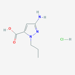 molecular formula C7H12ClN3O2 B2462455 3-Amino-1-propyl-1H-pyrazole-5-carboxylic acid hydrochloride CAS No. 1431970-00-1