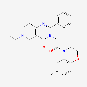 6-ethyl-3-(2-(6-methyl-2H-benzo[b][1,4]oxazin-4(3H)-yl)-2-oxoethyl)-2-phenyl-5,6,7,8-tetrahydropyrido[4,3-d]pyrimidin-4(3H)-one