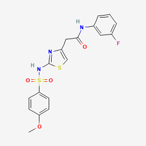 N-(3-fluorophenyl)-2-(2-(4-methoxyphenylsulfonamido)thiazol-4-yl)acetamide