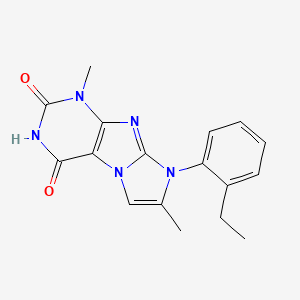 molecular formula C17H17N5O2 B2462479 8-(2-Ethylphenyl)-1,7-dimethyl-1,3,5-trihydro-4-imidazolino[1,2-h]purine-2,4-d ione CAS No. 879472-26-1
