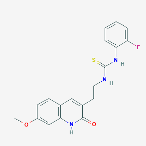 1-(2-Fluorophenyl)-3-(2-(7-methoxy-2-oxo-1,2-dihydroquinolin-3-yl)ethyl)thiourea