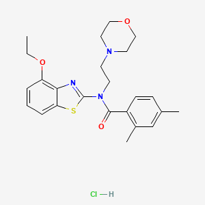 molecular formula C24H30ClN3O3S B2462486 N-(4-ethoxybenzo[d]thiazol-2-yl)-2,4-dimethyl-N-(2-morpholinoethyl)benzamide hydrochloride CAS No. 1329983-18-7