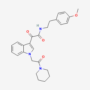 molecular formula C26H29N3O4 B2462497 N-[2-(4-methoxyphenyl)ethyl]-2-oxo-2-[1-(2-oxo-2-piperidin-1-ylethyl)indol-3-yl]acetamide CAS No. 872861-40-0