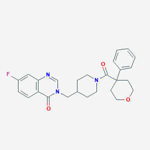 7-Fluoro-3-[[1-(4-phenyloxane-4-carbonyl)piperidin-4-yl]methyl]quinazolin-4-one