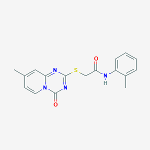 molecular formula C17H16N4O2S B2462531 2-({8-methyl-4-oxo-4H-pyrido[1,2-a][1,3,5]triazin-2-yl}sulfanyl)-N-(2-methylphenyl)acetamide CAS No. 896328-73-7