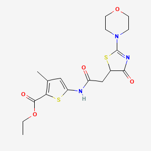 molecular formula C17H21N3O5S2 B2462541 Ethyl 3-methyl-5-(2-(2-morpholino-4-oxo-4,5-dihydrothiazol-5-yl)acetamido)thiophene-2-carboxylate CAS No. 1010906-45-2