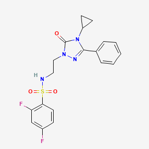 molecular formula C19H18F2N4O3S B2462551 N-[2-(4-cyclopropyl-5-oxo-3-phenyl-4,5-dihydro-1H-1,2,4-triazol-1-yl)ethyl]-2,4-difluorobenzene-1-sulfonamide CAS No. 2191402-65-8