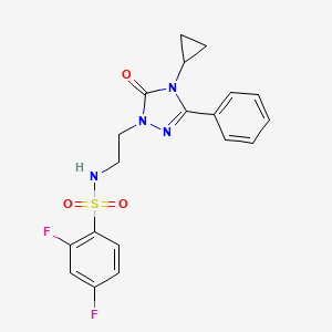molecular formula C19H18F2N4O3S B2462551 N-(2-(4-cyclopropyl-5-oxo-3-phenyl-4,5-dihydro-1H-1,2,4-triazol-1-yl)ethyl)-2,4-difluorobenzenesulfonamide CAS No. 2191402-65-8