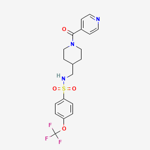 molecular formula C19H20F3N3O4S B2462560 N-((1-isonicotinoylpiperidin-4-yl)methyl)-4-(trifluoromethoxy)benzenesulfonamide CAS No. 1396577-79-9