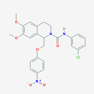 molecular formula C25H24ClN3O6 B2462561 N-(3-chlorophenyl)-6,7-dimethoxy-1-((4-nitrophenoxy)methyl)-3,4-dihydroisoquinoline-2(1H)-carboxamide CAS No. 449766-15-8