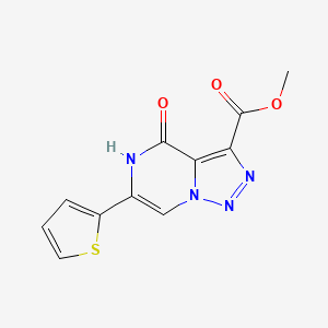 molecular formula C11H8N4O3S B2462568 Methyl 4-oxo-6-(2-thienyl)-4,5-dihydro[1,2,3]triazolo[1,5-a]pyrazine-3-carboxylate CAS No. 1403233-70-4
