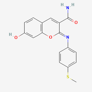 (2Z)-7-hydroxy-2-{[4-(methylsulfanyl)phenyl]imino}-2H-chromene-3-carboxamide
