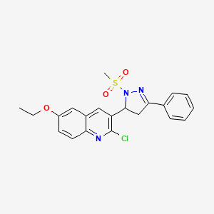 molecular formula C21H20ClN3O3S B2462590 2-氯-6-乙氧基-3-(2-甲磺基-5-苯基-3,4-二氢吡唑-3-基)喹啉 CAS No. 685135-49-3