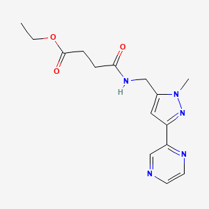 ethyl 4-(((1-methyl-3-(pyrazin-2-yl)-1H-pyrazol-5-yl)methyl)amino)-4-oxobutanoate