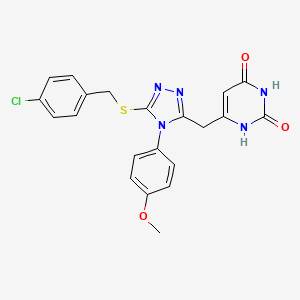 molecular formula C21H18ClN5O3S B2462599 6-((5-((4-氯苄基)硫基)-4-(4-甲氧基苯基)-4H-1,2,4-噻唑-3-基)甲基)嘧啶-2,4(1H,3H)-二酮 CAS No. 852153-19-6