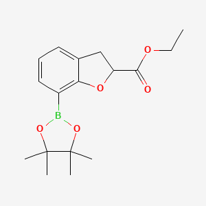 molecular formula C17H23BO5 B2462603 Ethyl 7-(tetramethyl-1,3,2-dioxaborolan-2-yl)-2,3-dihydro-1-benzofuran-2-carboxylate CAS No. 2377587-31-8