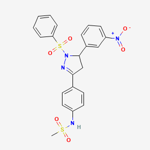 N-(4-(5-(3-nitrophenyl)-1-(phenylsulfonyl)-4,5-dihydro-1H-pyrazol-3-yl)phenyl)methanesulfonamide