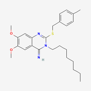 molecular formula C26H35N3O2S B2462613 6,7-dimethoxy-2-[(4-methylbenzyl)sulfanyl]-3-octyl-4(3H)-quinazolinimine CAS No. 860789-26-0