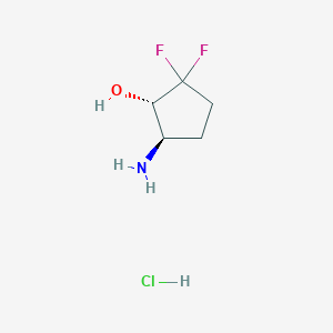 molecular formula C5H10ClF2NO B2462617 (1S,5R)-5-Amino-2,2-difluorocyclopentan-1-ol;hydrochloride CAS No. 2260931-77-7