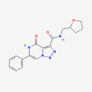 molecular formula C17H17N5O3 B2462648 4-oxo-6-phenyl-N-(tetrahydrofuran-2-ylmethyl)-4,5-dihydro[1,2,3]triazolo[1,5-a]pyrazine-3-carboxamide CAS No. 1775442-12-0