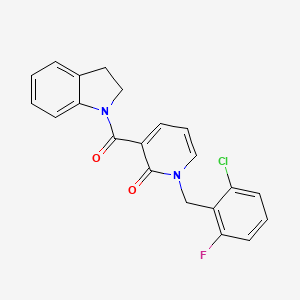 molecular formula C21H16ClFN2O2 B2462655 1-(2-chloro-6-fluorobenzyl)-3-(indoline-1-carbonyl)pyridin-2(1H)-one CAS No. 946303-21-5