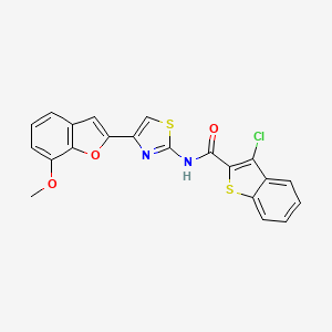 molecular formula C21H13ClN2O3S2 B2462690 3-chloro-N-[4-(7-methoxy-1-benzofuran-2-yl)-1,3-thiazol-2-yl]-1-benzothiophene-2-carboxamide CAS No. 921796-56-7