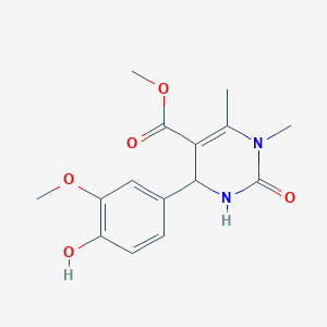 molecular formula C15H18N2O5 B2462693 Methyl 4-(4-hydroxy-3-methoxyphenyl)-1,6-dimethyl-2-oxo-1,2,3,4-tetrahydropyrimidine-5-carboxylate CAS No. 301321-45-9