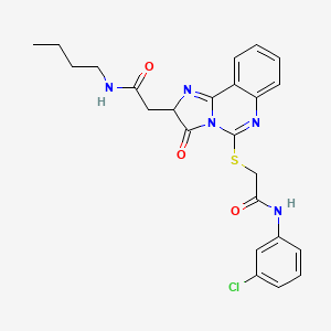 molecular formula C24H24ClN5O3S B2462701 2-({2-[(butylcarbamoyl)methyl]-3-oxo-2H,3H-imidazo[1,2-c]quinazolin-5-yl}sulfanyl)-N-(3-chlorophenyl)acetamide CAS No. 1173773-04-0