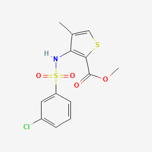 molecular formula C13H12ClNO4S2 B2462729 Methyl 3-{[(3-chlorophenyl)sulfonyl]amino}-4-methyl-2-thiophenecarboxylate CAS No. 866150-21-2
