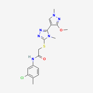 molecular formula C17H19ClN6O2S B2462746 N-(3-chloro-4-methylphenyl)-2-((5-(3-methoxy-1-methyl-1H-pyrazol-4-yl)-4-methyl-4H-1,2,4-triazol-3-yl)thio)acetamide CAS No. 1014092-53-5