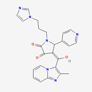molecular formula C24H22N6O3 B2462781 3-hydroxy-1-[3-(1H-imidazol-1-yl)propyl]-4-{2-methylimidazo[1,2-a]pyridine-3-carbonyl}-5-(pyridin-4-yl)-2,5-dihydro-1H-pyrrol-2-one CAS No. 846587-22-2