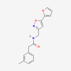 molecular formula C17H16N2O3 B2462787 N-((5-(furan-2-yl)isoxazol-3-yl)methyl)-2-(m-tolyl)acetamide CAS No. 1209535-05-6