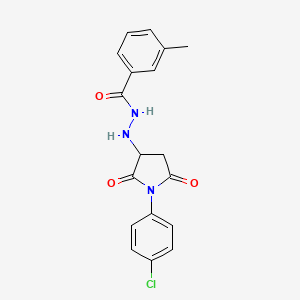 molecular formula C18H16ClN3O3 B2462790 N'-[1-(4-chlorophenyl)-2,5-dioxopyrrolidin-3-yl]-3-methylbenzohydrazide CAS No. 485394-87-4