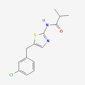molecular formula C14H15ClN2OS B2462796 N-[5-(3-chlorobenzyl)-1,3-thiazol-2-yl]-2-methylpropanamide CAS No. 476292-50-9