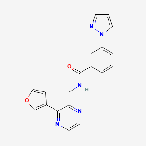 molecular formula C19H15N5O2 B2462804 N-((3-(furan-3-yl)pyrazin-2-yl)methyl)-3-(1H-pyrazol-1-yl)benzamide CAS No. 2034236-87-6