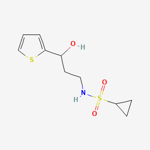 molecular formula C10H15NO3S2 B2462809 N-(3-hydroxy-3-(thiophen-2-yl)propyl)cyclopropanesulfonamide CAS No. 1421517-02-3