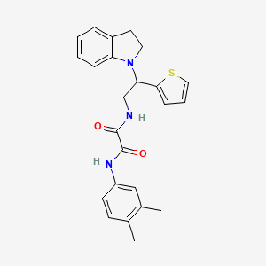 molecular formula C24H25N3O2S B2462827 N1-(3,4-dimethylphenyl)-N2-(2-(indolin-1-yl)-2-(thiophen-2-yl)ethyl)oxalamide CAS No. 898407-70-0